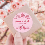 Disco Funky Hand Drawn Wedding Classic Round Sticker<br><div class="desc">Disco Funky Hand Drawn Wedding Classic Round Sticker</div>