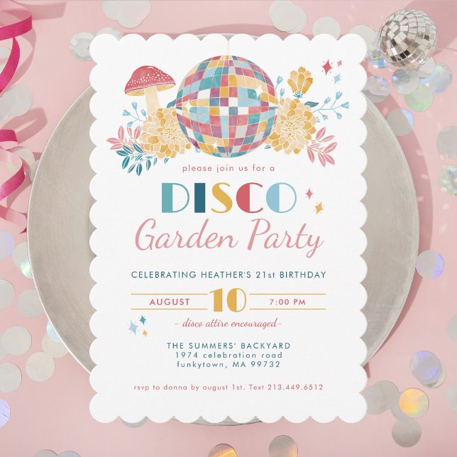 Disco Garden Party 70's Theme Birthday Invitation (Creator Uploaded)