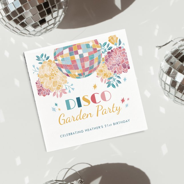Disco Garden Party 70's Theme Birthday Napkin (Creator Uploaded)