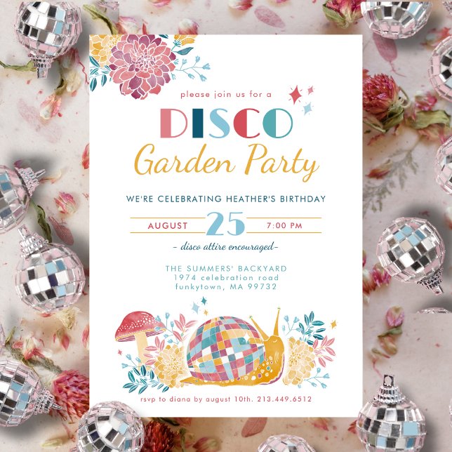 Disco Garden Party Birthday Invitation (Creator Uploaded)