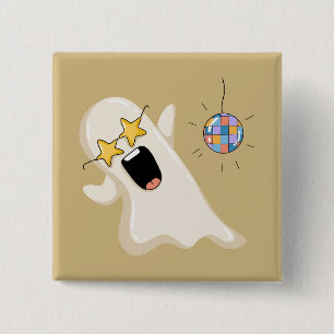 Disco Ghost with Star Glasses 15 Cm Square Badge