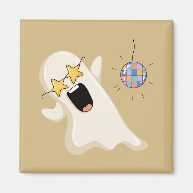 Disco Ghost with Star Glasses Magnet (Front)