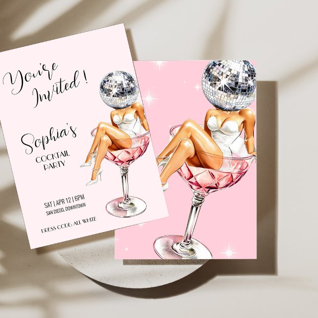  Disco Girl Cocktail Party Invite (Disco Girl Cocktail Party Invite)
