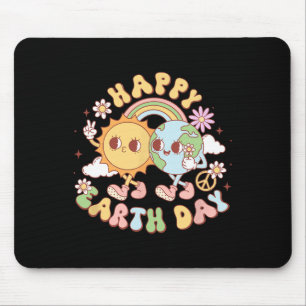Disco Groovy Happy Earth Day Peace Sun And Earth Mouse Pad