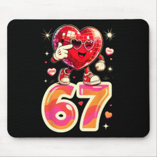 Disco Heart Six Seven 67 Meme Valentines Day Kids Mouse Pad