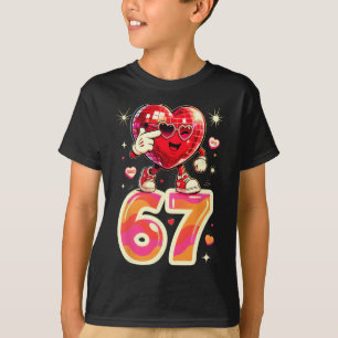Disco Heart Six Seven 67 Meme Valentines Day Kids T-Shirt