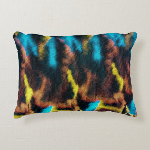 Disco Ikat Pattern. Colored Dirty Art Background.  Decorative Cushion