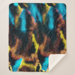 Disco Ikat Pattern. Coloured Dirty Art Background. Sherpa Blanket