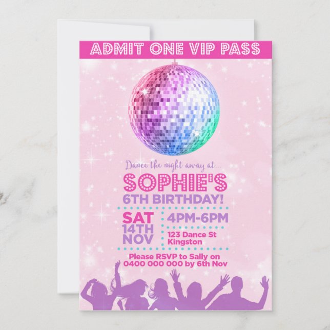Disco Invite Printable Personalised Invitation (Front)