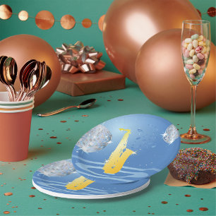 Disco Jazz Saxophone Sparkling Mirror Balls Paper Plate