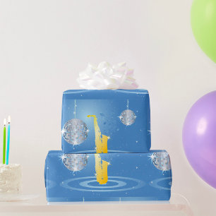 Disco Jazz Saxophone Sparkling Mirror Balls Wrapping Paper