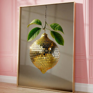 Disco Lemon Wall Art, Aesthetic Pop Art Home  Poster