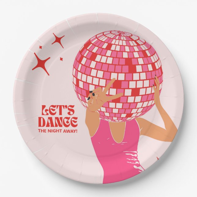 Disco Let's Dance The Night Away Paper Plate (Front)