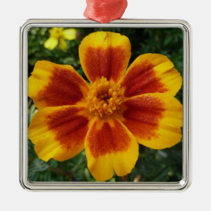 Disco Marigold Orange and Red Summer Flower Metal Tree Decoration