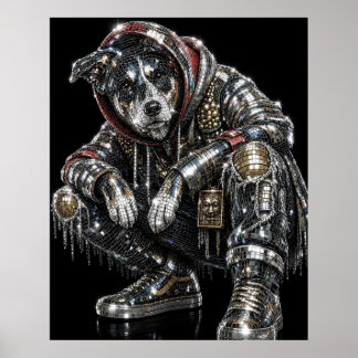 Disco Mosaic Dog Poster | Modern Wall Art for Dog