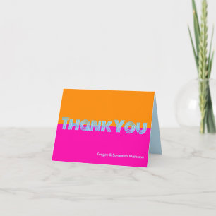 Disco Neon Bright Fun Funky Photo Thank You Card