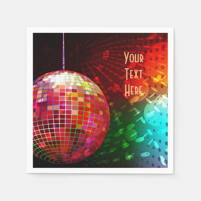 Disco Night 70's Retro Disco Ball Napkins (Front)