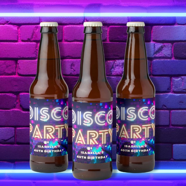 Disco Party Birthday  Beer Bottle Label (Creator Uploaded)