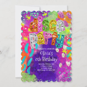 Disco Party Birthday Invitation