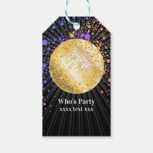 disco party dance party 70s gold disco ball gift tags
