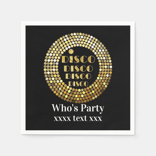 disco party dance party 70s gold disco ball napkin (Front)