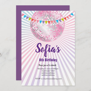 disco party, glitter, dance, party invitation