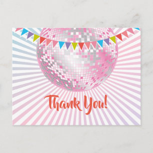 disco party, glitter, dance, party thank you card
