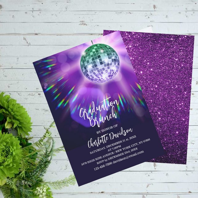 Disco Party Graduation Brunch Invitation (Creator Uploaded)
