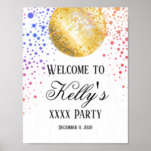 disco party welcome sign