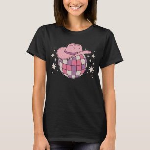 Disco Pink Hat Cowgirl Western Dance Disco Dance T-Shirt