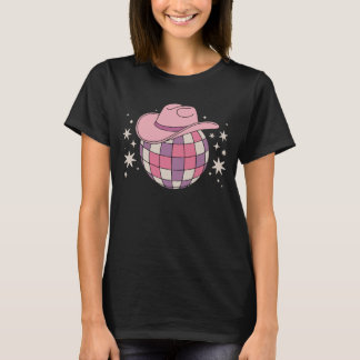 Disco Pink Hat Cowgirl Western Dance Disco Dance T-Shirt
