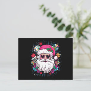 Disco Pink Santa Christmas Funny Xmas Party Holiday Postcard