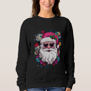 Disco Pink Santa Christmas Funny Xmas Party  Sweatshirt