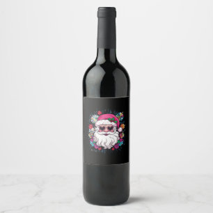 Disco Pink Santa Christmas Funny Xmas Party  Wine Label