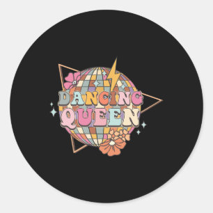 Disco Queen Dance Mum Dancing Queen Vintage Dancin Classic Round Sticker