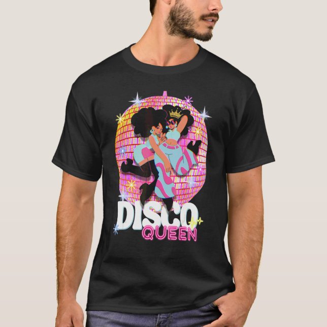 Disco Queen Disco Dancing Party Ball Groovy 70s Hi T-Shirt (Front)