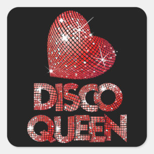 disco queen women's retro 70s themed square sticker
