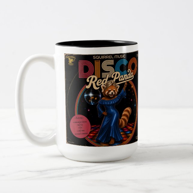 Disco Red Panda Duo Two-Tone Coffee Mug (Left)