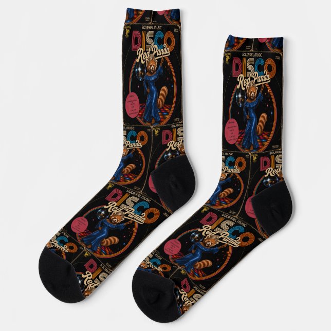 Disco Red Panda Socks (Left)