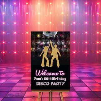 Disco Retro 70s Party Welcome Sign