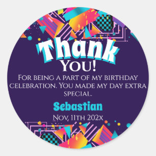 Disco Retro Birthday Party Thank You Classic Round Sticker