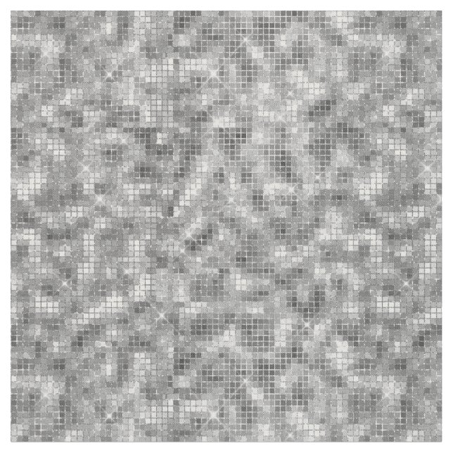 Disco Retro Fun Disco Ball Silver Look Fabric (Close Up)