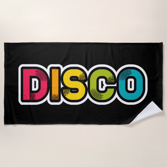 DISCO retro vinyl Beach Towel (Front)