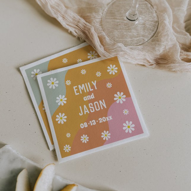 Disco Retro Wedding Cocktail Napkins (Creator Uploaded)