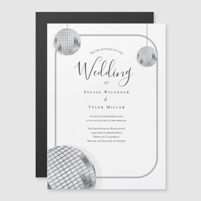 Disco Retro Wedding Magnetic Invitation (Front/Back)