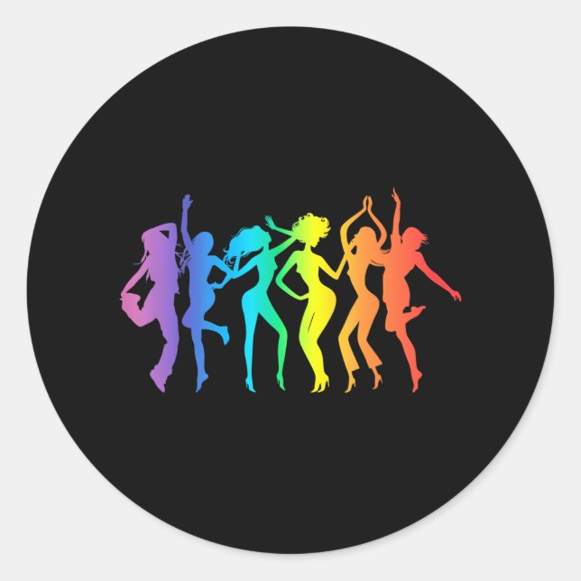 Disco s Dancer Rainbow Classic Round Sticker (Front)