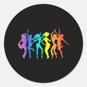 Disco s Dancer Rainbow Classic Round Sticker