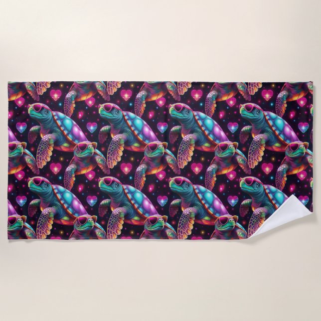 Disco Sea Turtle Beach Towel (Front)