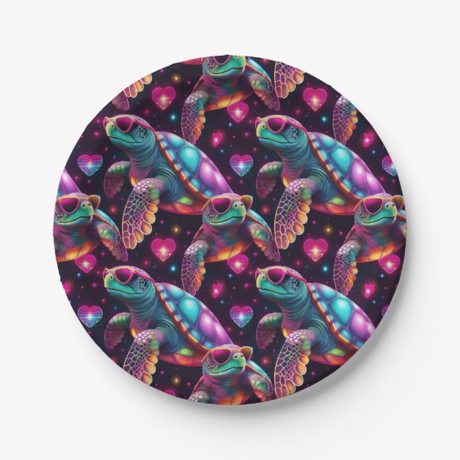 Disco Sea Turtle Paper Plate (Front)