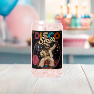 Disco Sloth Duo Can Glass